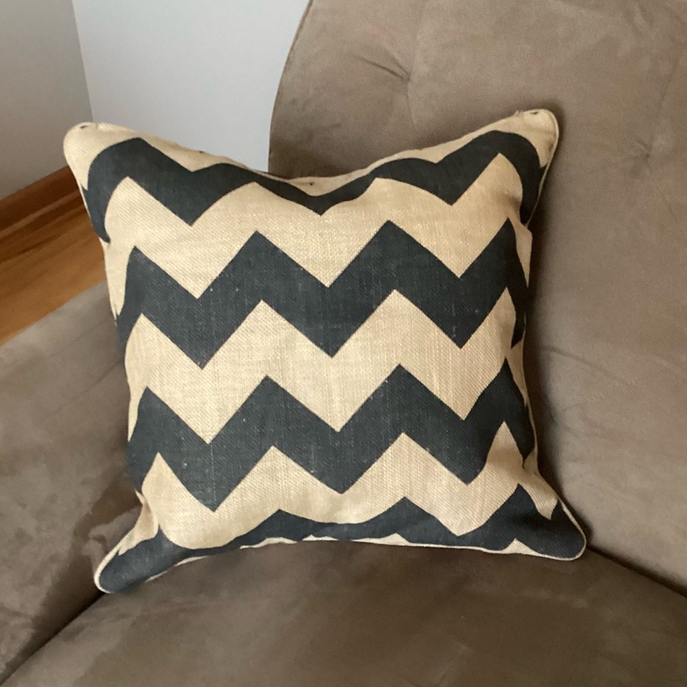 Chevron burlap pillow cover.